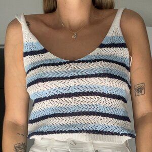 Lefties White and Blue Kight Crop Top